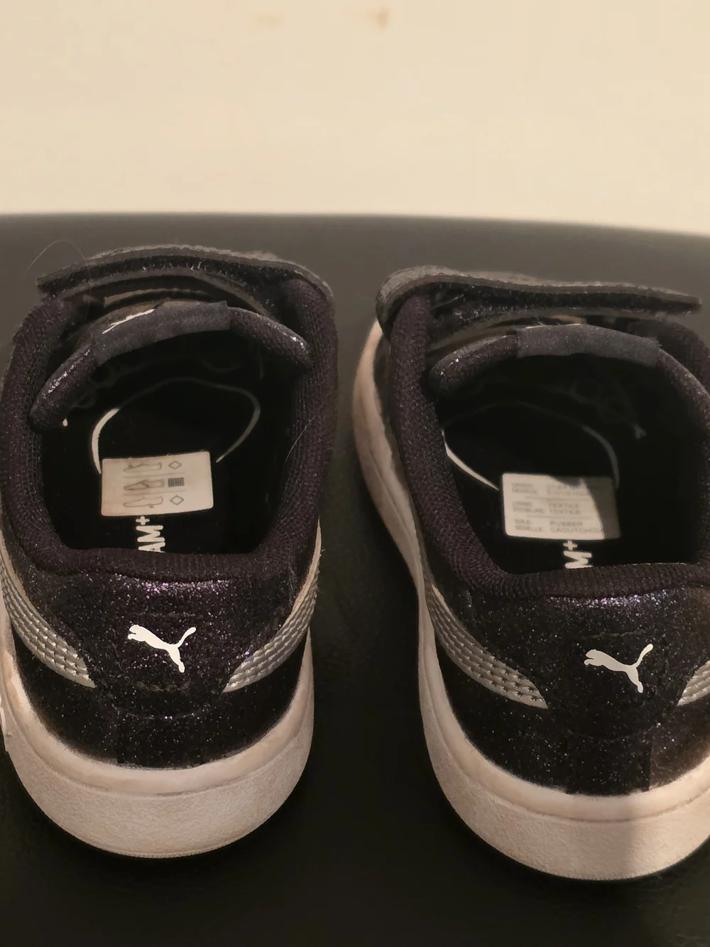 PUMA Kids' Glitter Velcro Sneakers - Black/Purple